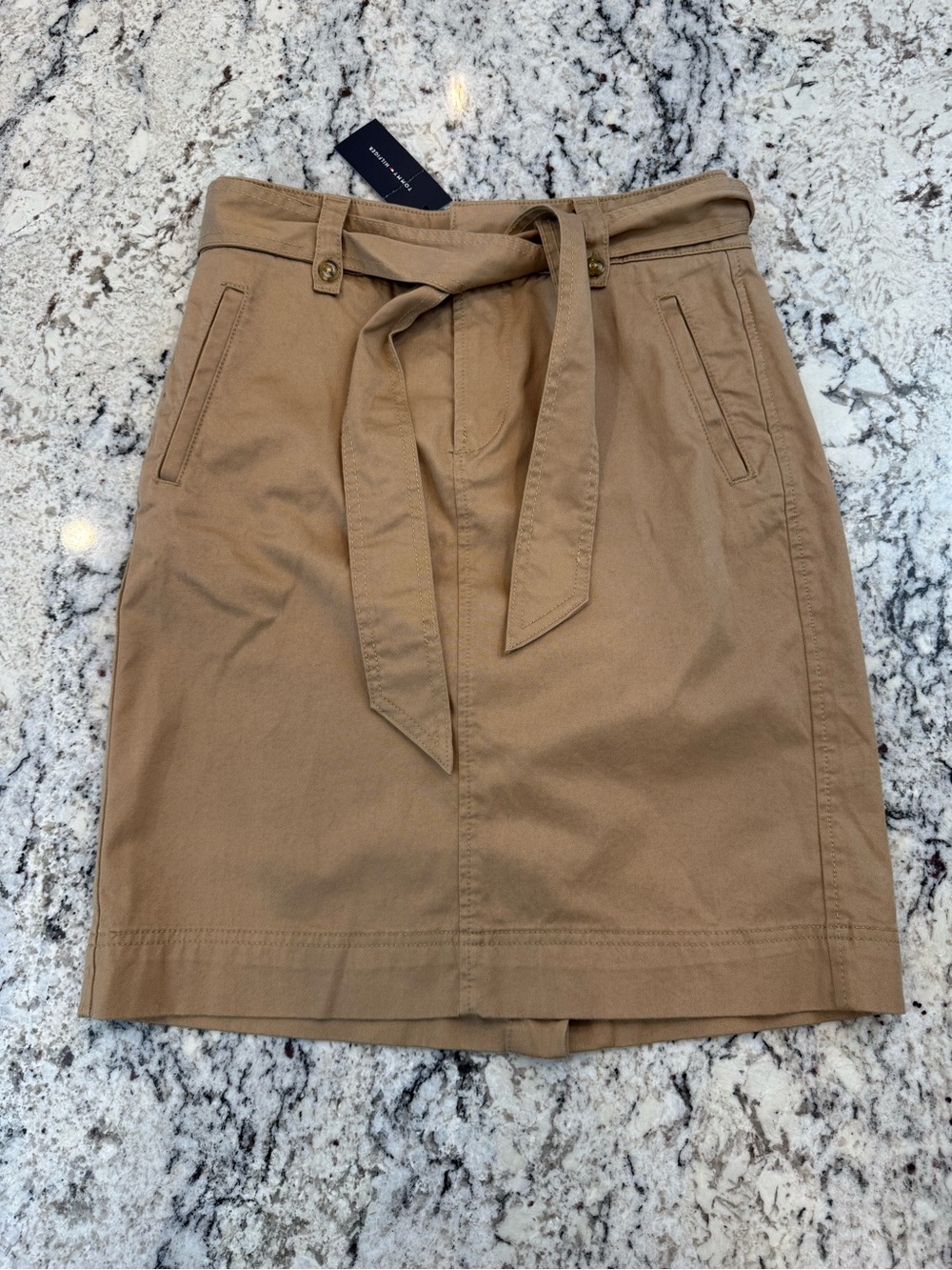 Tommy Hilfiger Tan Belted Utility Skirt Size 4 NWT Cotton Blend - Picture 2 of 7